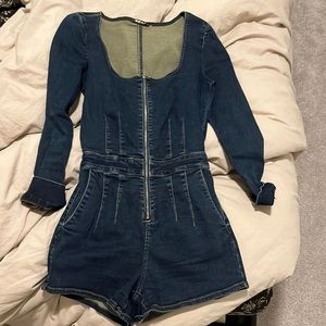 Free people CRVY Denim Romper